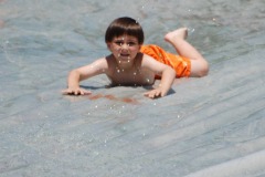 He's coming through the second hose zone...