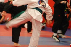 Demonstrating his kick...
