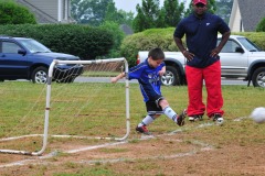 Nicholas takes a goal kick...