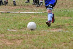 Nicholas attacking the ball...