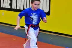 Nicholas weaving to touch the final cone...