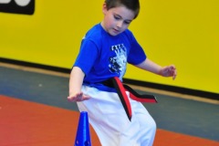 Nicholas weaving to touch the final cone...