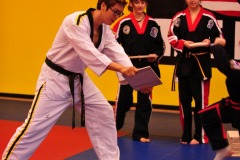Double roundhouse kick makes short work of the second board...