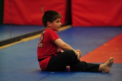Nicholas leads the stretching...
