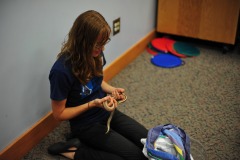 Clara and a rose-colored boa (not a constrictor!)...